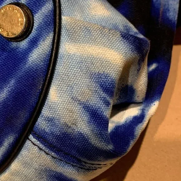 Michael Kors Marina Tie Dye Tote Blue Canvas Large Bag Tassel Gold Hardware - Picture 8 of 9